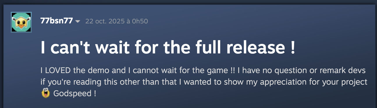 Original Steam Community message by 77bsn77